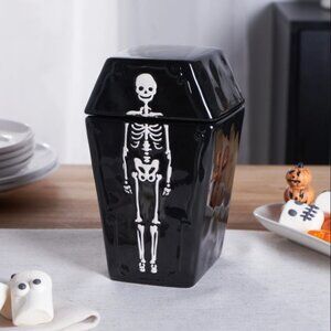NEW Ceramic Coffin Jar Bathroom Decor Black Goth Skeleton Party Decorations Goth